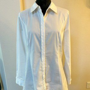 Elie Tahari White Collar Polo Long Sleeve